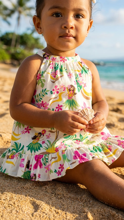 RJC Baby Girls Hula Girl Fun Halter Dress 2pc Set