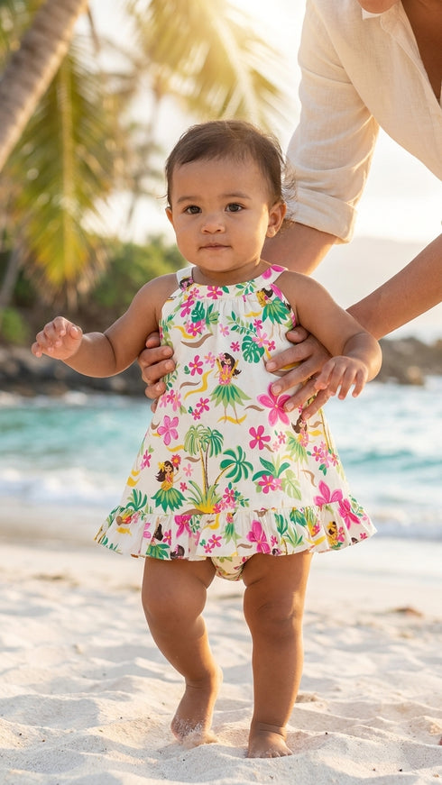 RJC Baby Girls Hula Girl Fun Halter Dress 2pc Set