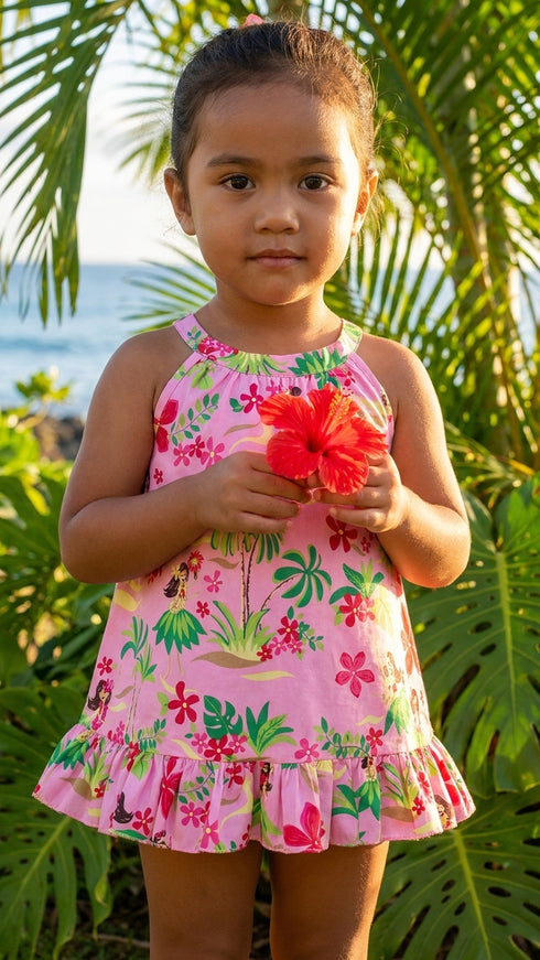 RJC Baby Girls Hula Girl Fun Halter Dress 2pc Set