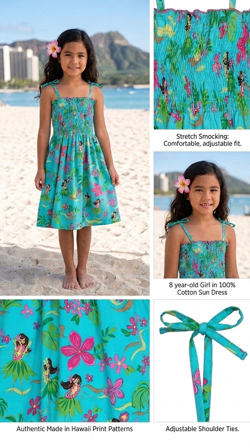 RJC Girls Hula Girl Fun Elastic Tube Top Sundress