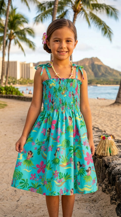RJC Girls Hula Girl Fun Elastic Tube Top Sundress