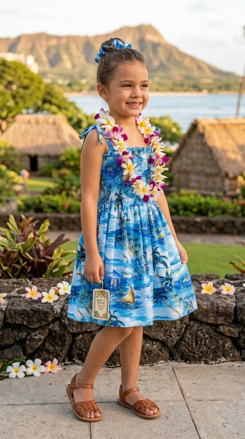 Islanders Girl's Hawaiian Smocked Dress