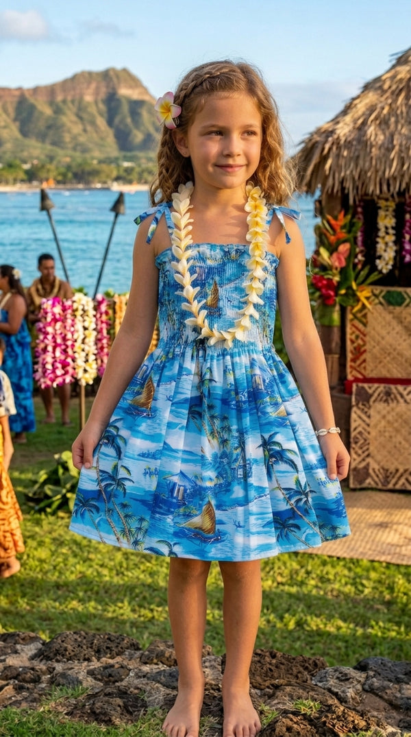 Islanders Girl's Hawaiian Smocked Dress