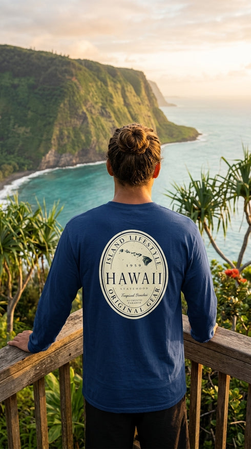 Hawaii Island Long Sleeve Tee Shirt – 100% Cotton, Screen Printed in Hawaii | RJC