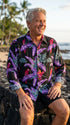 Jungle Bird Tom Selleck "Magnum PI" Kamehameha Style Mens Long Sleeve Shirt
