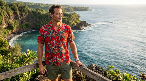 Paradise Found Mens Jungle Bird Tom Selleck Magnum PI Rayon Shirt