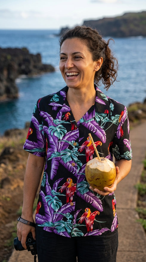 Jungle Bird Women's Hawaiian Camp Shirt