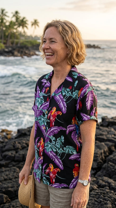 Jungle Bird Women's Hawaiian Camp Shirt