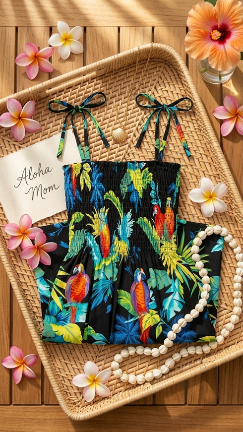 Women's Smocked Tube Dress – Jungle Parrot Print