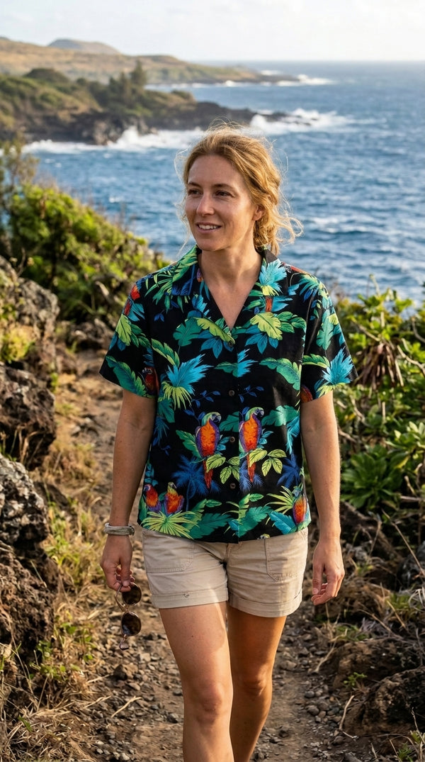 Jungle Parrot Women's Hawaiian Camp Shirt