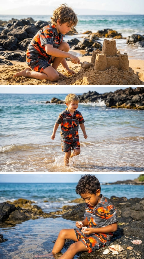 Kilauea Big Island Volcano Boy's 2pc Cabana Set