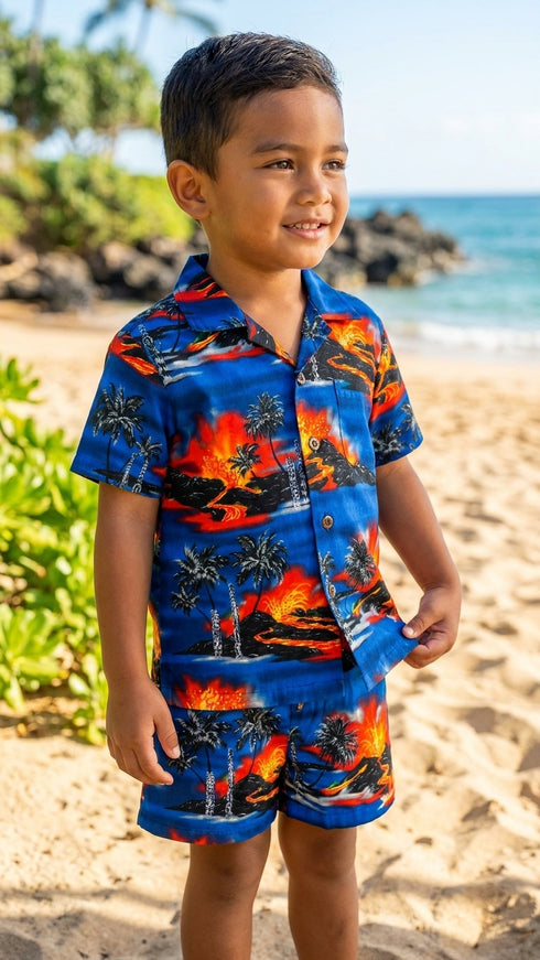 Kilauea Big Island Volcano Boy's 2pc Cabana Set