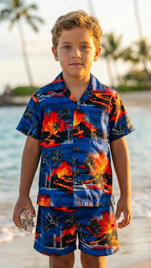 Kilauea Big Island Volcano Boy's 2pc Cabana Set