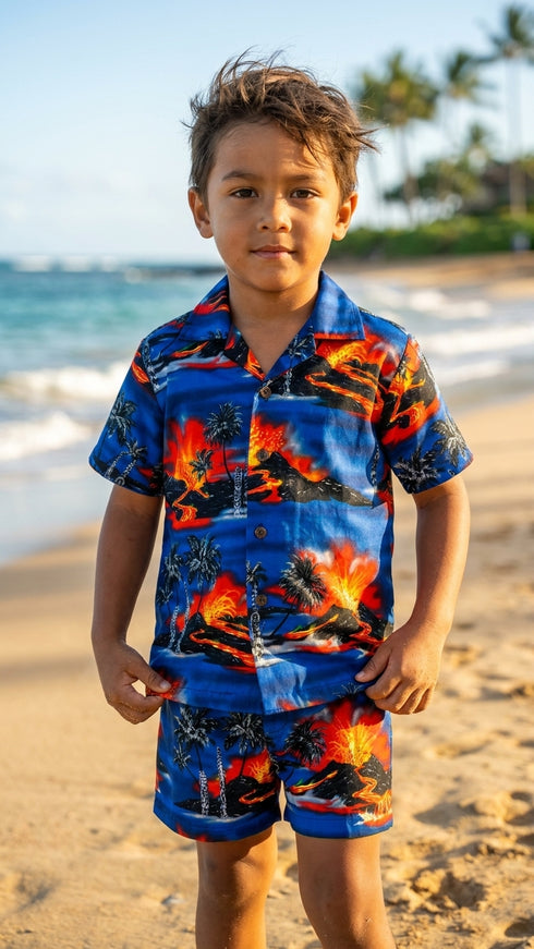 Kilauea Big Island Volcano Boy's 2pc Cabana Set