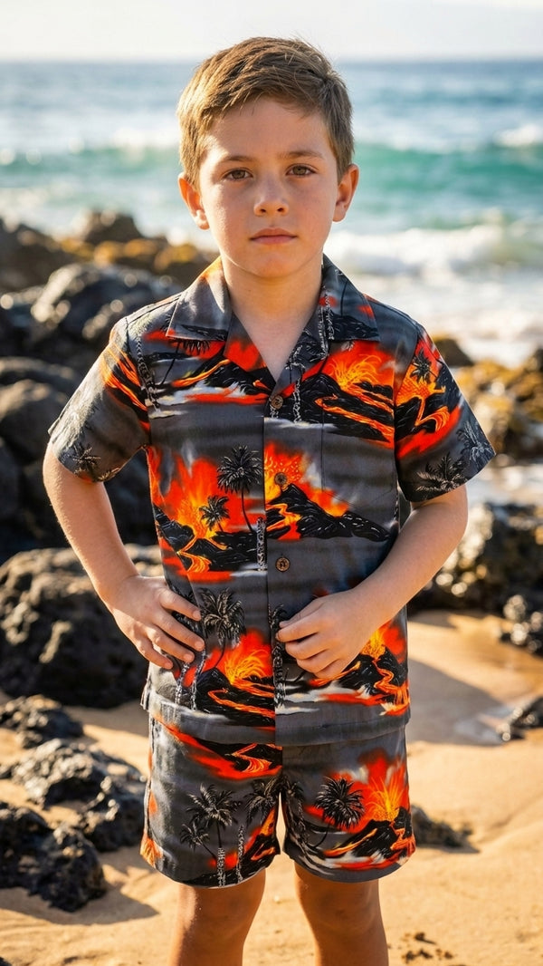 Kilauea Big Island Volcano Boy's 2pc Cabana Set
