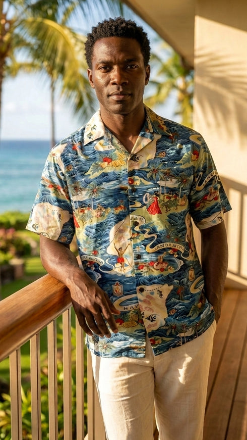 Land of Aloha Men's Classic Hawaiian Custom Made Shirt (Big or Tall Size)
