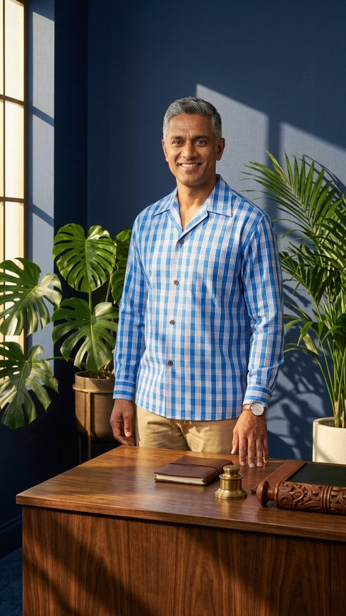 Men's Classic Hawaiian Paniolo Palaka Plaid Long Sleeve Shirt