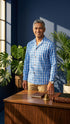 Men's Classic Hawaiian Paniolo Palaka Plaid Long Sleeve Shirt