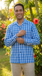 Men's Classic Hawaiian Paniolo Palaka Plaid Long Sleeve Shirt