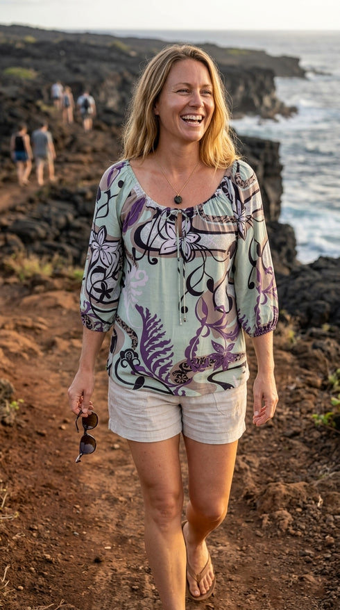 RJC Womens Magical Tropical Trip Peasant Blouse