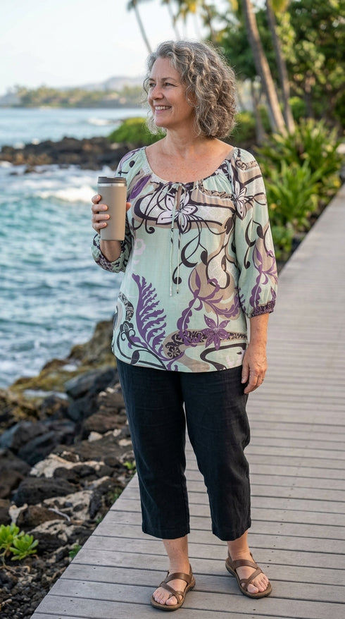 RJC Womens Magical Tropical Trip Peasant Blouse