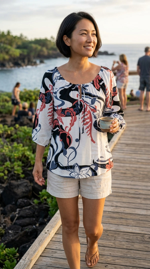 RJC Womens Magical Tropical Trip Peasant Blouse