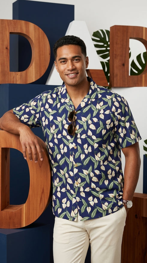 Paradise Found Men's Tom Selleck Magnum PI Mini Anthurium Hawaiian Shirt