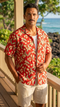 Paradise Found Men's Tom Selleck Magnum PI Mini Anthurium Hawaiian Shirt