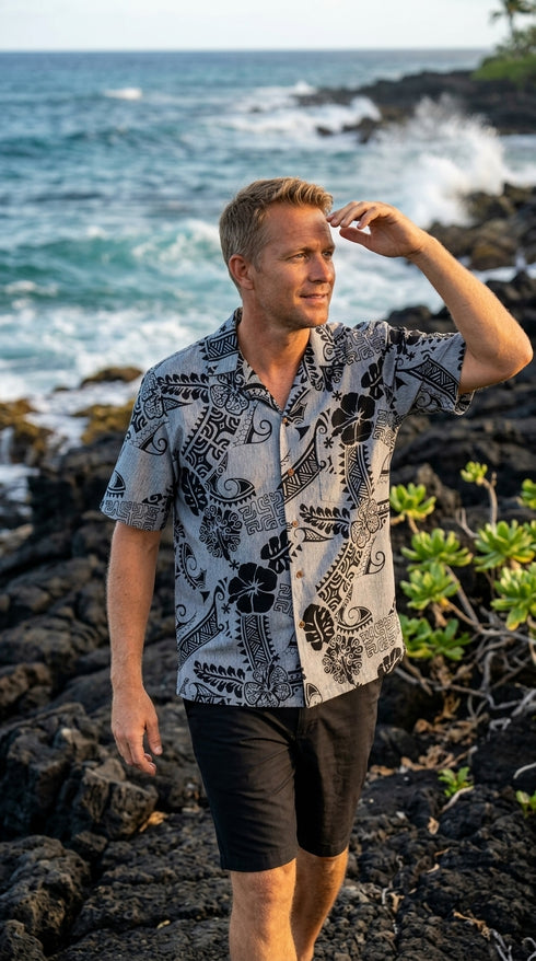 Native Tribal Symbol Men's Cotton Hawaiian Shirt