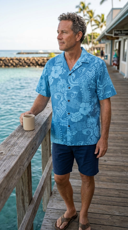Native Tribal Symbol Men's Cotton Hawaiian Shirt