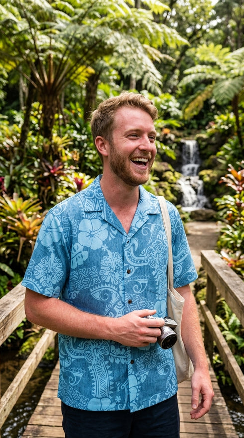 Native Tribal Symbol Men's Cotton Hawaiian Shirt