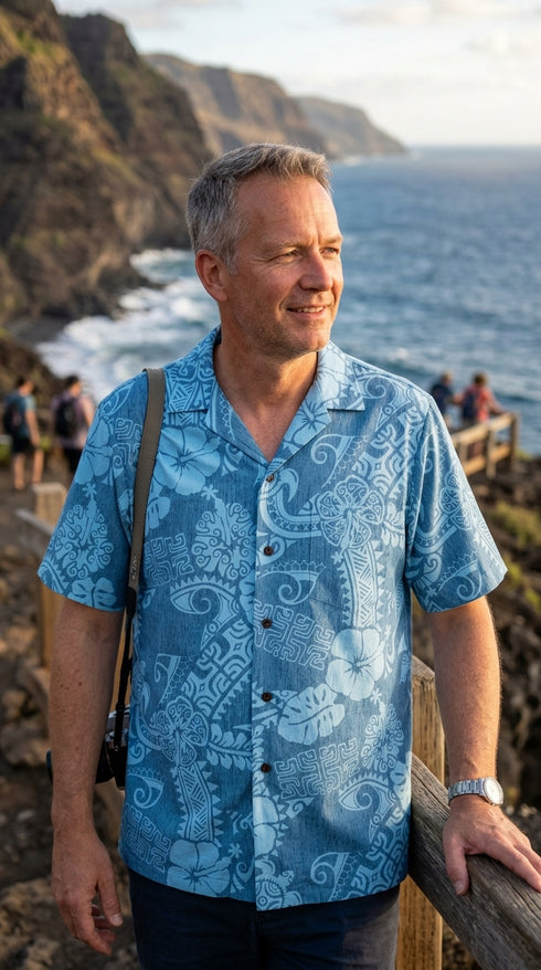 Native Tribal Symbol Men's Cotton Hawaiian Shirt