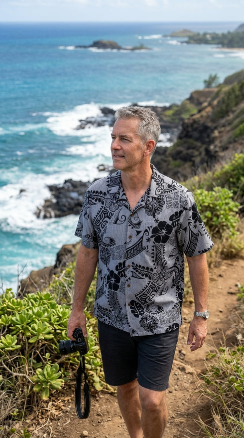 Native Tribal Symbol Men's Cotton Hawaiian Shirt