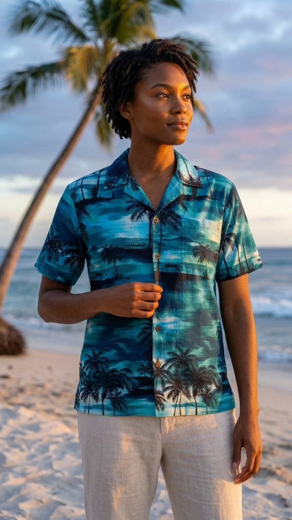 Night Time Surf Women's Hawaiian Camp Shirt