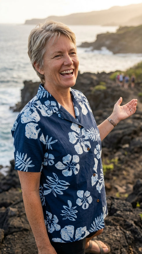 RJC Old School Hibiscus Women's Hawaiian Camp Shirt, view 5 of 13