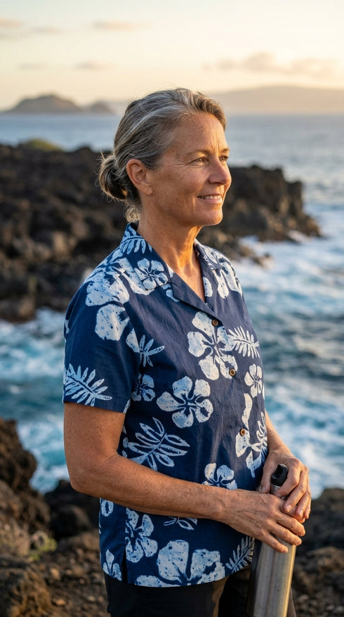 RJC Old School Hibiscus Women's Hawaiian Camp Shirt, view 6 of 13