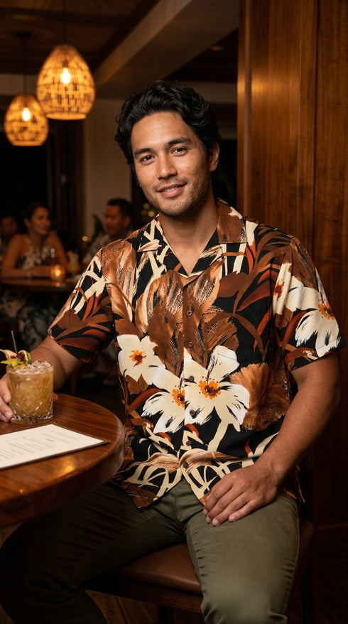 RJC Mens Oriental Watercolor Button Down Hawaiian Shirt
