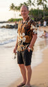 RJC Mens Oriental Watercolor Button Down Hawaiian Shirt