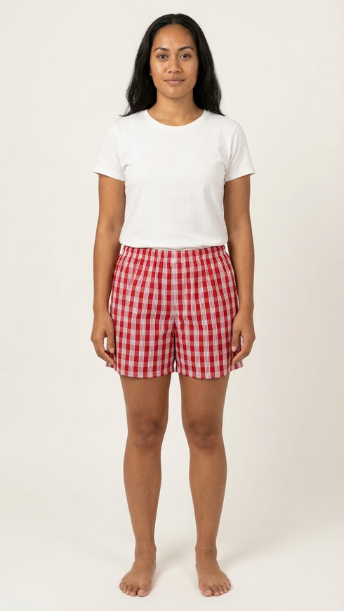Pineapple Juice Mens Palaka Plaid Elastic Waistband Vintage Shorts
