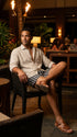 Pineapple Juice Mens Palaka Plaid Elastic Waistband Vintage Shorts