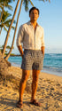 Pineapple Juice Mens Palaka Plaid Elastic Waistband Vintage Shorts