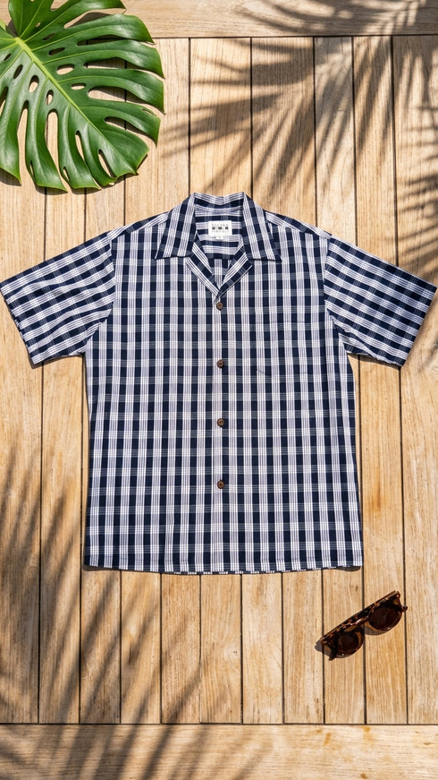 Men's Classic Hawaiian Paniolo Palaka Plaid Shirt