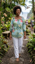 RJC Womens Pale Hibiscus Orchid Peasant Blouse