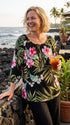 RJC Womens Pale Hibiscus Orchid Peasant Blouse