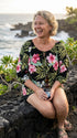 RJC Womens Pale Hibiscus Orchid Peasant Blouse