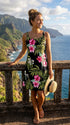 Pale Hibiscus Orchid Women's Bias Cut Slimming Hawaiian Dress