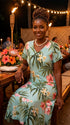RJC Women's Pale Hibiscus Orchid Tea Length Cap Sleeve Hawaiian Dress