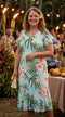 RJC Women's Pale Hibiscus Orchid Tea Length Cap Sleeve Hawaiian Dress