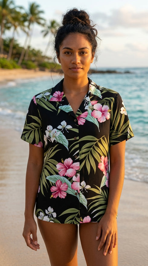 RJC Womens Pale Hibiscus Orchid Fitted Blouse