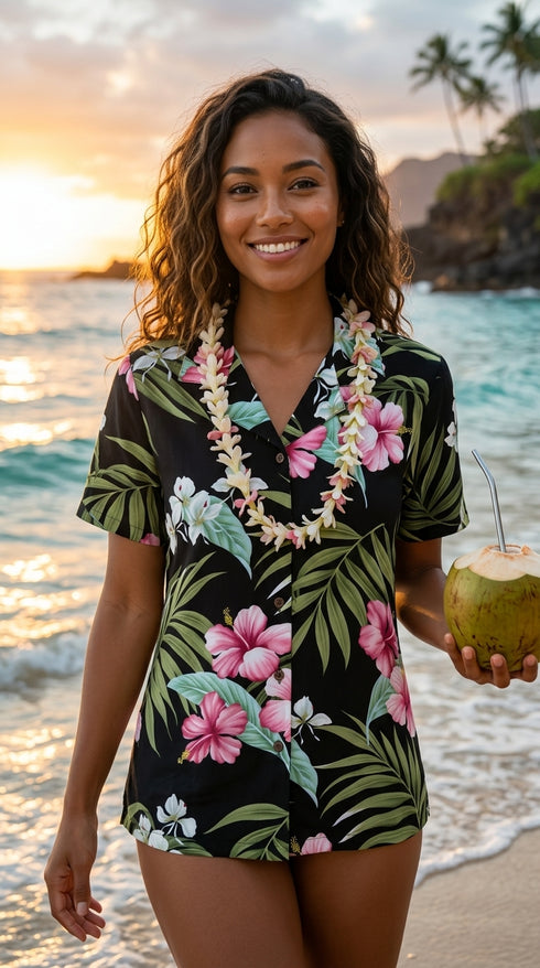 RJC Womens Pale Hibiscus Orchid Fitted Blouse